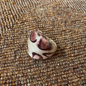 Beautiful Purple and Silver Colored Glass Ring